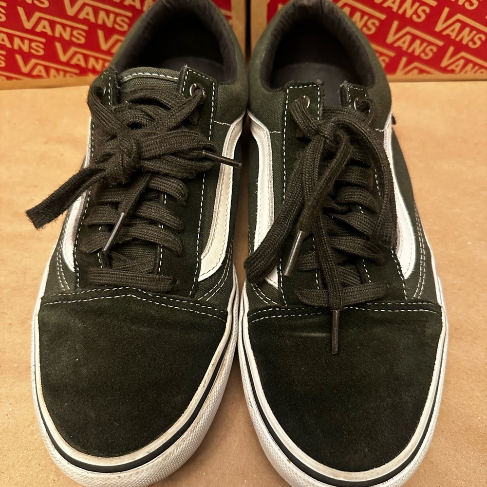 Vans Green and White Sneakers Classic Skate Style